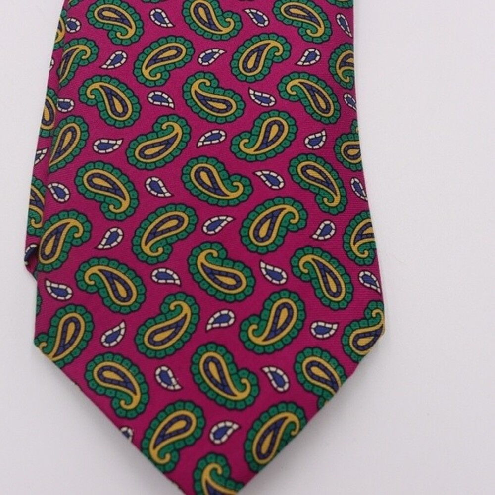 Ted Lapidus Luxury Silk Tie Vintage Red Paisley Designer Necktie